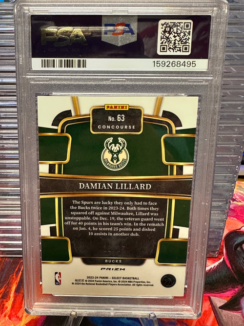 2023 Panini Select Damian Lillard #63 Tie-Dye Prizm Serial 11/25 PSA 9
