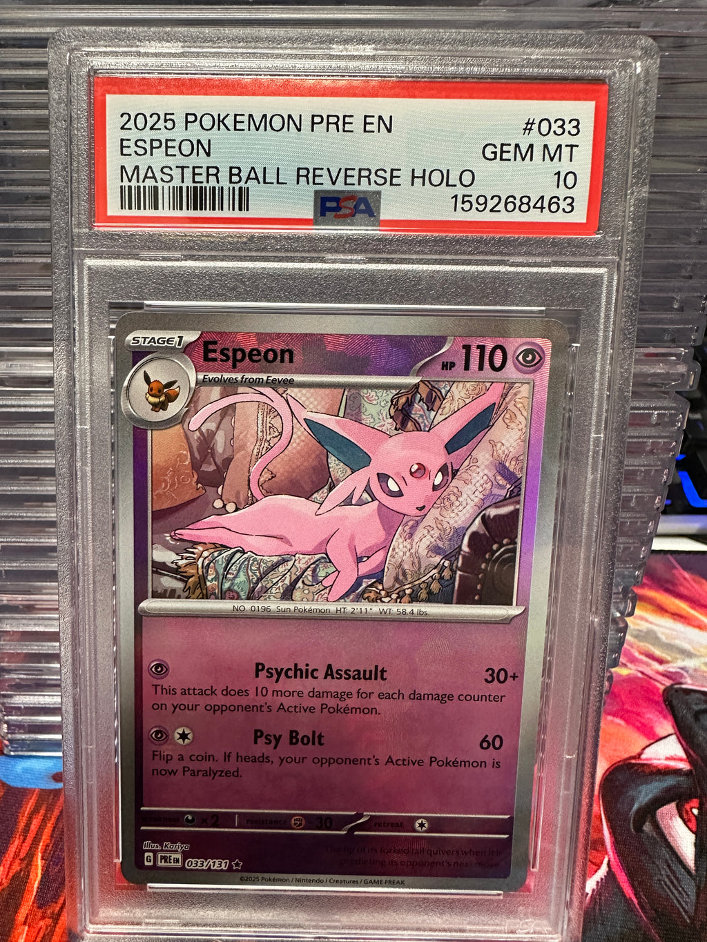 2025 Pokemon Espeon Master Ball Prismatic Evolutions PSA 10 GEM MINT